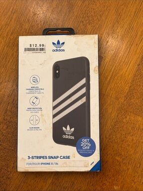 adidas Black & White 3-Stripes Snap Case for iPhone X/XS